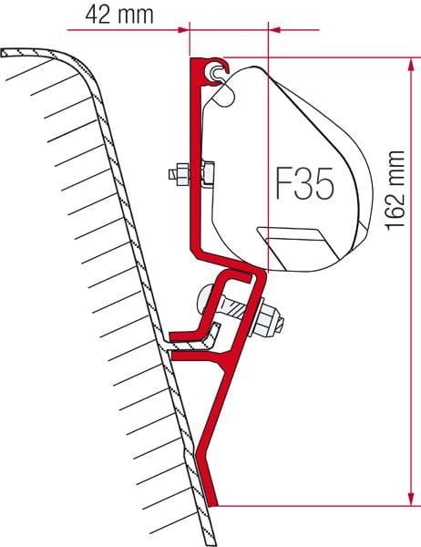 ZESTAW ADAPTERÓW DO MARKIZY FIAMMA F35 PRO VW T3 Lift roof (1979-1990)