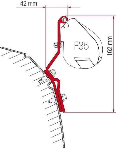 ZESTAW ADAPTERÓW DO MARKIZY FIAMMA F35 PRO VW T4 (1991 - 2003) Z PODNOSZONYM DACHEM