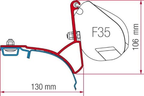 ZESTAW ADAPTERÓW DO MARKIZY FIAMMA F35 PRO VW T5/T6 MULTIVAN TRANSPORTER (OD 2003)