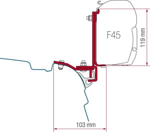 ZESTAW ADAPTERÓW DO MARKIZY FIAMMA F45/F70 MULTIRAIL REIMO VW T5/T6