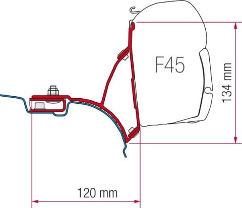 ZESTAW ADAPTERÓW DO MARKIZY FIAMMA F45/F70 VW T5/T6 TRANSPORTER MULTIVAN BEZ WIERCENIA