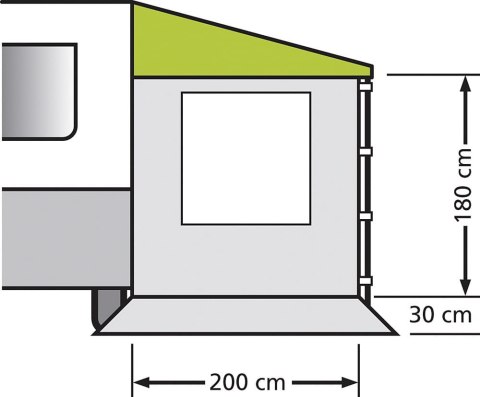 ŚCIANA BOCZNA DO DACHU PRZECIWSŁONECZNEGO Z OKNEM 180X200CM