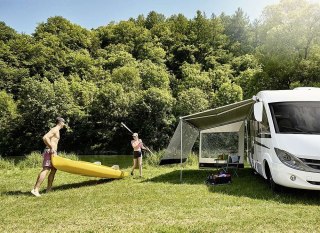 MARKIZA THULE OMNISTOR 5200 400CM KASETA BIAŁA MATERIAŁ SZARY